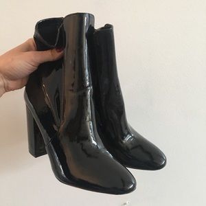New Patent Leather Black Booties